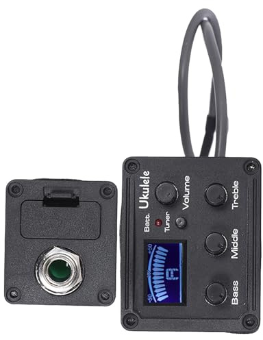 POPETPOP Ukulele Piezo Tonabnehmer mit Lcd Tuner 3 band Eq Vorverstärker Verstärker für Akustikgitarre Folk Instrumente