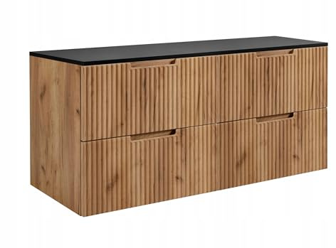 Rodan Moderne Möbel - Schrank Gold Craft Oak, Schwarz - Möbelstück - Bastelregal – Bastelplatte 60cm + 60 cm + 120 cm