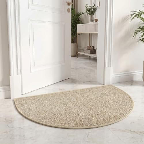 Sauberlaufmatte 50 X 80 cm, Rutschfest Halbrund Schmutzfangmatte Innen | Strapazierfähige Fußmatte, Fußmatte Innen Außen für Den Eingangsbereich, Maschinenwaschbar Eingangsteppich für Außenbereich
