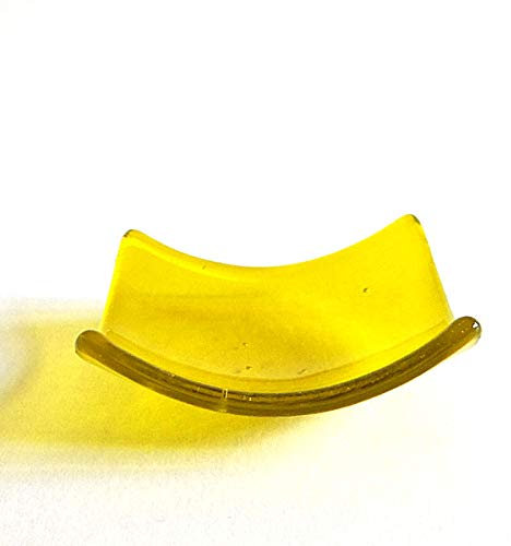 Yellow fused glass ring dish, glass candle holders, crystal bowls, display dishes, trinket dish