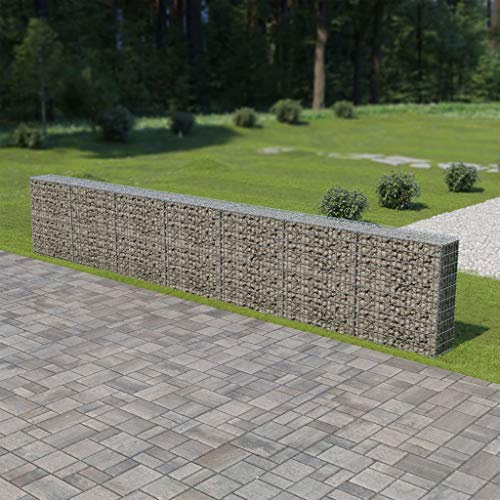 Festnight Mur à Gabion avec Couvercles Panier en Gabion Acier Galvanisé 600 x 30 x 100 cm