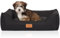 Knuffelwuff Hundebett Lotte aus Velours mit feinem Handwebcharakter M-L 85 x 63cm Schwarz - abnehmbarer Bezug - waschbar - für große, mittelgroße und kleine Hunde
