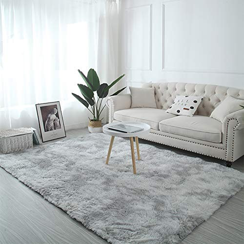 AMCER Shaggy Tappeto 150x180cm, Tappeto di Design, lanuginoso Lavabile in Lavatrice, per Salotto, tavolino Salotto, Camera da Letto, Computer, Sedia - Grigio