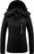 GEMYSE Damen Wasserdichte Berg-Skijacke Winddichte Fleece Outdoor-Winterjacke mit Kapuze (Schwarz,2XL)