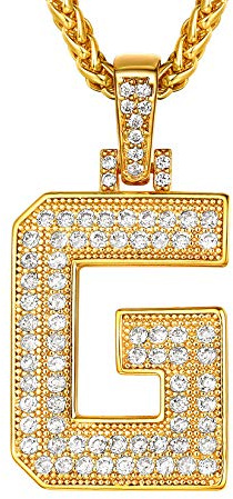 Suplight Initial Letter Necklace for Men Boys, Sparkle Cubic Zirconia Pendant Jewellery, Custom Name Necklaces
