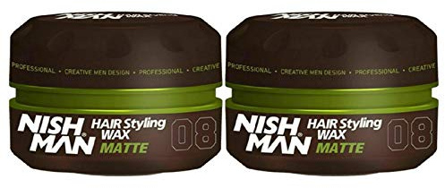 NISHMAN Haarstyling-Wachs für Männer 08 - Matt 150g - Vanilleduft - Natürliches mattes Aussehen - Starker Halt - Haar Clay Aqua Wachs - Lang anhaltende Kontrolle und Definition (2er-Pack)
