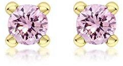 CARISSIMA Damen-Ohrstecker Geburtsstein Oktober Turmalin Zirkonia Gelbgold 9kt 4mm