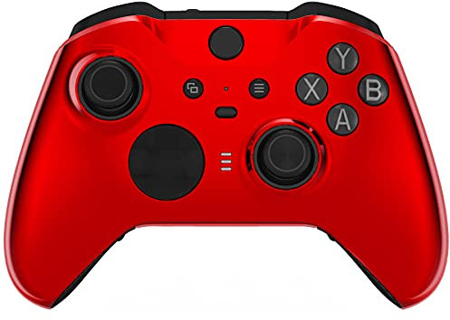 eXtremeRate Carcasa para Xbox One Elite Protectora Placa Frontal Kit de reemplazo Cubierta Shell Case Funda para Mando Xbox One Elite Series 2 Modelo 1797-Incluye Anillos de Joysticks(Rojo Cromo)