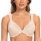 CASOLACE Women's Sexy Lace Plus Size Underwired Unlined Front Fastening Bras Pale Nude 40B