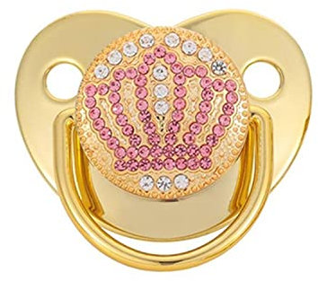 YOLIEN ABDL Lover Little Space Ageplay Erwachsenengröße Bling Schnuller für Erwachsene (Rosa Gold)