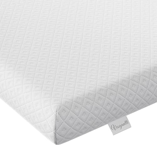 Vesgantti 4 Inch Memory Foam Mattress Topper Double, Gel & Bamboo Charcoal Infused Bed Topper for Cooling Sleep & Pressure Relieving, with Washable Cover-135 x 190 x 10CM