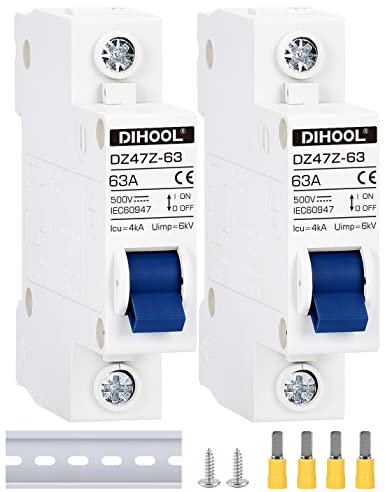 Disyuntor de CC dz47 1P 63Amp 500V DC MCB Protección contra cortocircuitos Desconexión Interruptor aislador para panel solar Batería UPS Inverter Sistema fotovoltaico fotovoltaico