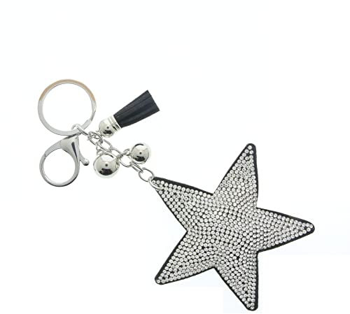Porte-clés en forme d'étoile avec strass pour femme et fille, cristal transparent