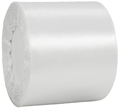 22m Satinband Geschenkband Weiß 75mm Breit,Auto Seidenband Weiß Dick Schleifenband Satin Dekoband Geschenkverpackung Deko Band Stoffband für Halloween Weihnachten Hochzeit Taufe Geburtstag DIY