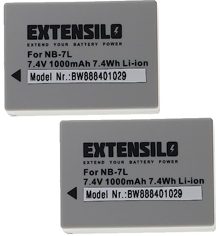 EXTENSILO 2X Akku kompatibel mit Canon PowerShot G10, G10 is, G11, G12 Kamera (1000 mAh, 7,4 V, Li-Ion)