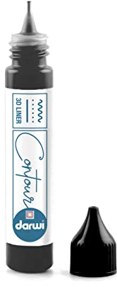 DARWI - DA0690030100C - Un Contour - Flacon Applicateur de Peinture sur Verre - Contours en Relief avec Embout Applicateur - Coloris Noir - 30 ML - DARWI GLASS
