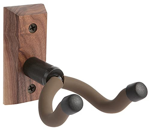 VEINTICO Guitar Wall Mount, Guitar Wall Hanger hook Bracket Holder for Acoustic and Electric Guitars Bass Banjo Mandolin, Black Walnut Wood base-Brown Silicone by .