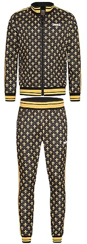 Lonsdale Herren Boswall Trainingsanzug, Black/Yellow/White, XL EU