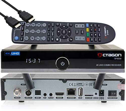 OCTAGON SF8008 4K UHD HDR Receiver Combo 1x DVB-S2X, 1x DVB-C/DVB-T2, Satellit und Terrestrisch, Enigma2 Linux, HDMI, Dual WiFi