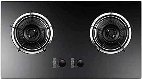 OUTS Drop-in Dual Burner Gas Stove Top, Tempered Glass Gas Cooktop 2 Burner, Home Kitchen Gas Hob, Thermocouple Protection, Easy To Clean, Black,Natural Gas,Pleasant63