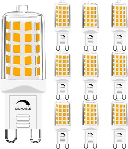 GOHDLAMP G9 LED Warmweiß Lampe 2700K LED Leuchtmittel Dimmbar 10er,230V 4W Entspricht 40W Halogenlampe,T4 Glühbirne 450 Lumen kein Flackern Enegiesparende G9 Kleine Birne