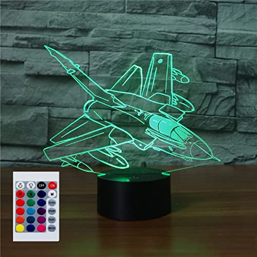 SUPERHONGJIHAO Flugzeug 3D Nachtlicht Kinder Nachttischlampe 16 Farben ändern mit Fernbedienung für Kinder