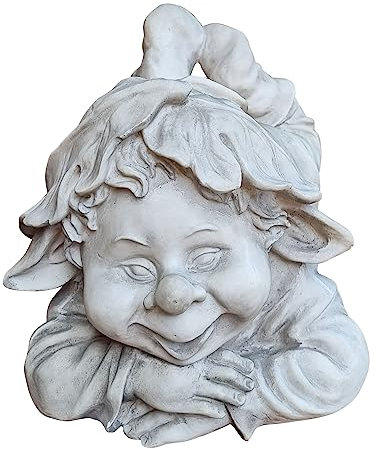 Fachhandel Plus Dekofigur liegender Wichtel Gartendeko lustiger Gnom Gartenfigur Kunstharz Troll Indoor Outdoor
