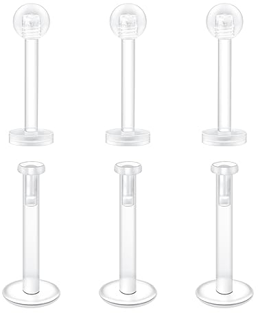 Mayhoop 16G Klar Tragus Helix Piercing Ohrringe Ohrstecker 10mm Flexible Acryl Lippenpiercing Labret Stud für Männer und Frauen
