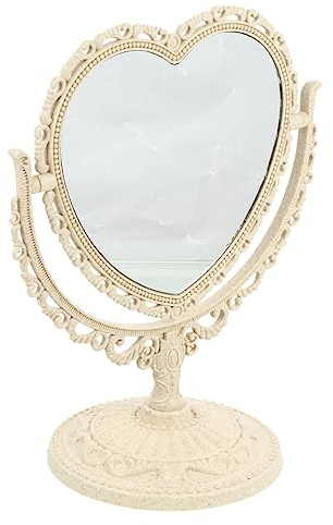 DRESSOOS 1Stück Vintage Tischspiegel Antiker Desktop Schminkspiegel Ovaler Kosmetikspiegel mit Glänzendem Stand für Make Up und Dekoration auf Dem Schminktisch