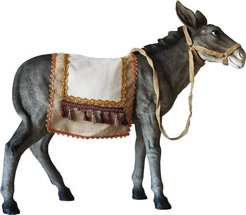 FADEDA Esel mit Decke/Höhe:28 cm/handbemalt/detailgetreue Krippen Figuren - Weihnachten Tisch Dekoration Krippe Zubehör