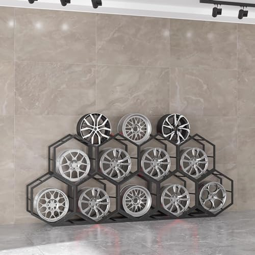 HDYZJQ Reifenständer felgenregal felgenhalter Freistehender Reifenständer aus Stahl, Autoreifen-Ausstellungsständer for Garagenlager, Autohäuser, Ersatzreifen-Lagerregal for 1 Reifen (Color : 9+4)