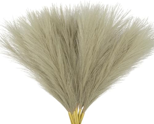 Wlicon 12 Stück Pampasgras Künstlich,45cm Pampasgras Kaffee Klein, Langlebig und Formbar,Pampasgras Deko für Boho Raum Dekor,Wohnzimmer, Vase,Dekoration Modern