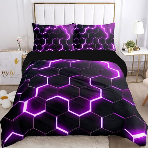 VTRXEG 3D Effekt Bettwäsche Set, Weiche Kuschelige Mikrofaser Bettbezug, Enthält 1 Reißverschluss Bettbezug Und 2 Kissenbezüge 50x75 (C, 135x200cm)