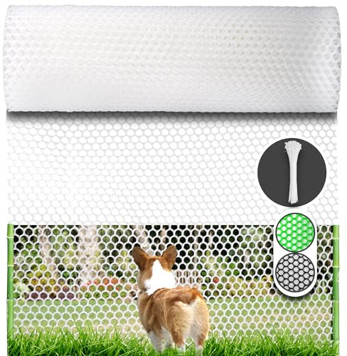 Kunststoff-Maschendrahtzaun-Rolle – 40 cm x 6 m Kunststoff-Hühner-Drahtgeflecht für Geflügel, Huhn, Welpen, Kaninchen, Blumen, Kunststoffzaun