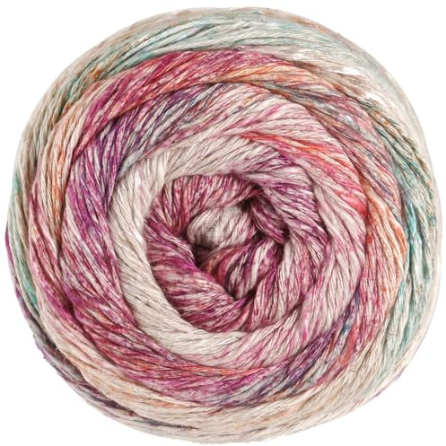LANA GROSSA Mosaico | Locker verzwirntes Leinen-Viskosegarn mit Baumwollflammen und Streifendruck | Handstrickgarn aus 54% Baumwolle, Leinen & Viskose | 100g Wolle, Stricken & Häkeln | 270m Garn FB5