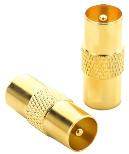 REY Conector Cable RF Coaxial, Empalme Antena, Dorado
