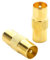 REY Conector Cable RF Coaxial, Empalme Antena, Dorado
