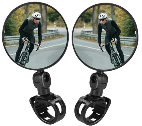 YHT 2PCS Bike Mirrors,Bicycle Cycling Rear View Mirrors,Adjustable Rotatable Handlebar Mounted Convex Mirrors,Durable Plastic Mirrors for Mountain Road Bikes