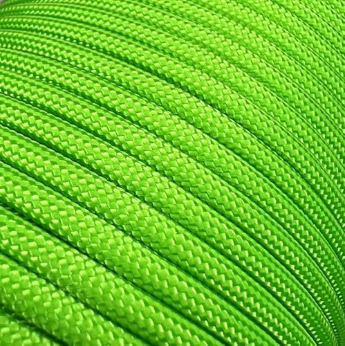 Abio Paracord 550 4mm 50m Nylon Seil Schnur Nylonschnur für Armbänder Abspannseile Camping Rope Wäscheleine Maurerschnur Zeltschnur für Army Ternnetz Survival Kit Ausrüstung Neon Green #017 4mm 50m