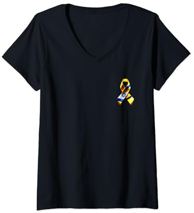 Femme Drapeau d'Israël – Ruban jaune – Ramenez-les à la maison maintenant T-Shirt avec Col en V
