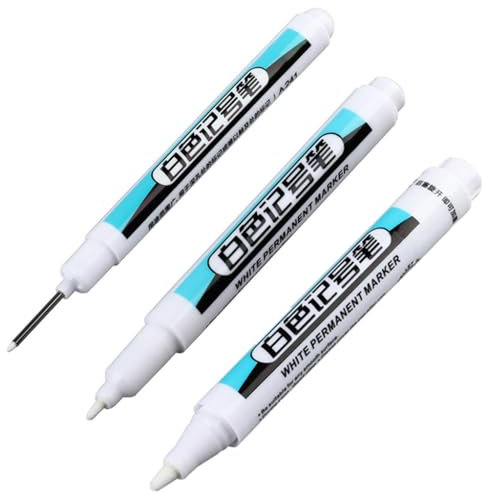 rujjftsy Lot de 3 marqueurs permanents blancs pour peinture acrylique blanche, marqueurs permanents pour papier noir, bois, tissu, verre, céramique, plastique