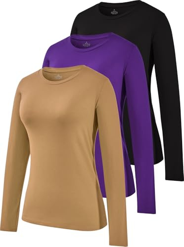 Star Vibe 3 Pack Crew Neck Long Sleeve Top Long Sleeve Tops Women Ladies Long Sleeve Running Tops