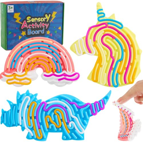 3Pcs Sensory Activity Board, Silicone Fidget Board For Stress Relief, ADHD Fidget Toys Sensory Board for Kids Adults