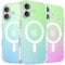 ORNARTO Compatible with iPhone 16 for MagSafe Case,Shockproof Protective Rainbow Case,Wireless Charging Magnetic Phone Cases Cover 6.1 inch-Aurora
