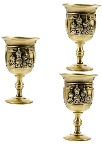 Amosfun 3St Vintage Weinglas aus Metall mittelalterliches Trinkgefäß Weinkelch Weinbecher mit Gravur Europäischer Dekorationsbecher hochzeitsdeko zarte Weintasse Legierung Tasse