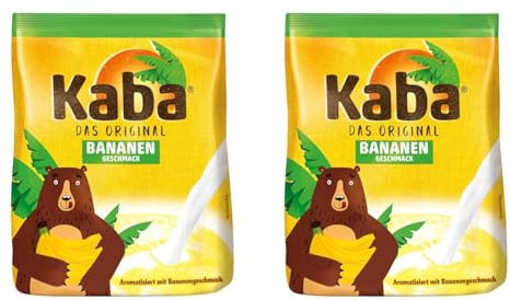 Kaba Banane 400g Beutel Trinkpulver, das Original Bananenmilch-Pulver zum Anrühren in kalter und warmer Milch (Packung mit 2)