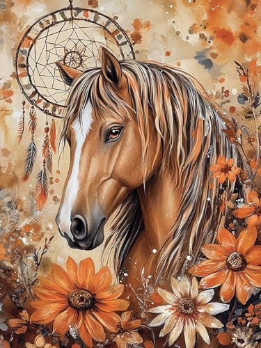 VAIIEYO 5D DIY 5D Diamond Painting Pferd, Diamant Painting Bilder Malerei Kits Tier, Malen Nach Zahlen Diamant Home Wand Decor Gemälde Kreuzstich Diamond Dekoration 30x40 cm-47