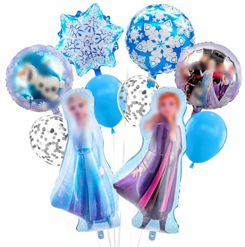 Heartsking Froze Geburtstagsdeko Luftballons, 10 PCS Froze Folienballon Blau, Kindergeburtstag Eiskönigin Deko Balloons Froze Geburtstag Party Dekoration für Junge und Mädchen