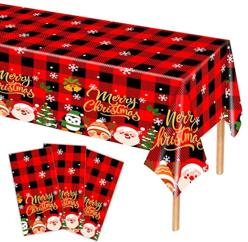 MORAINJAY 3er Set Weihnachts Tischdecken, 137 x 274 cm, Festliche Tischdecken für Weihnachtsfeiern, Winter Tischdekoration, Xmas Deko, Tischdecke für Party, Dekoration für Weihnachten