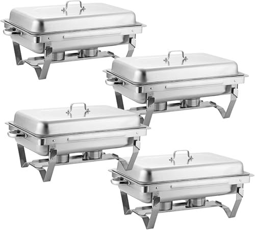 AFLEPCBRQ Chafing Dish Buffet Set, 11L Rectangular Insulated 5 Pieces with Food and Water Bowl, Spirit Cooker Holder Cover for Party/Dinner/Dining/Buffets, 6